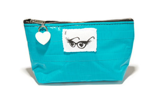 Blue Duct Tape Makeup Bag