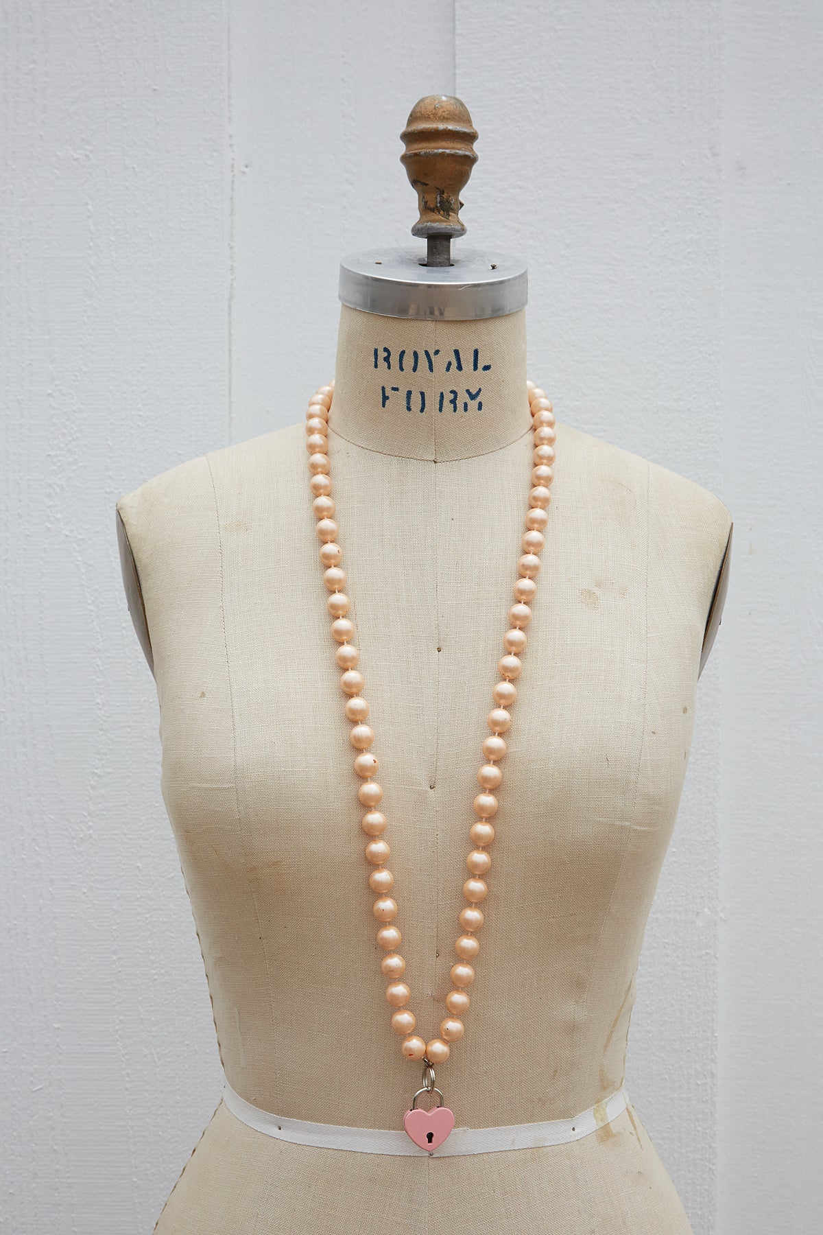 Pink Pearl Heart Lock Necklace