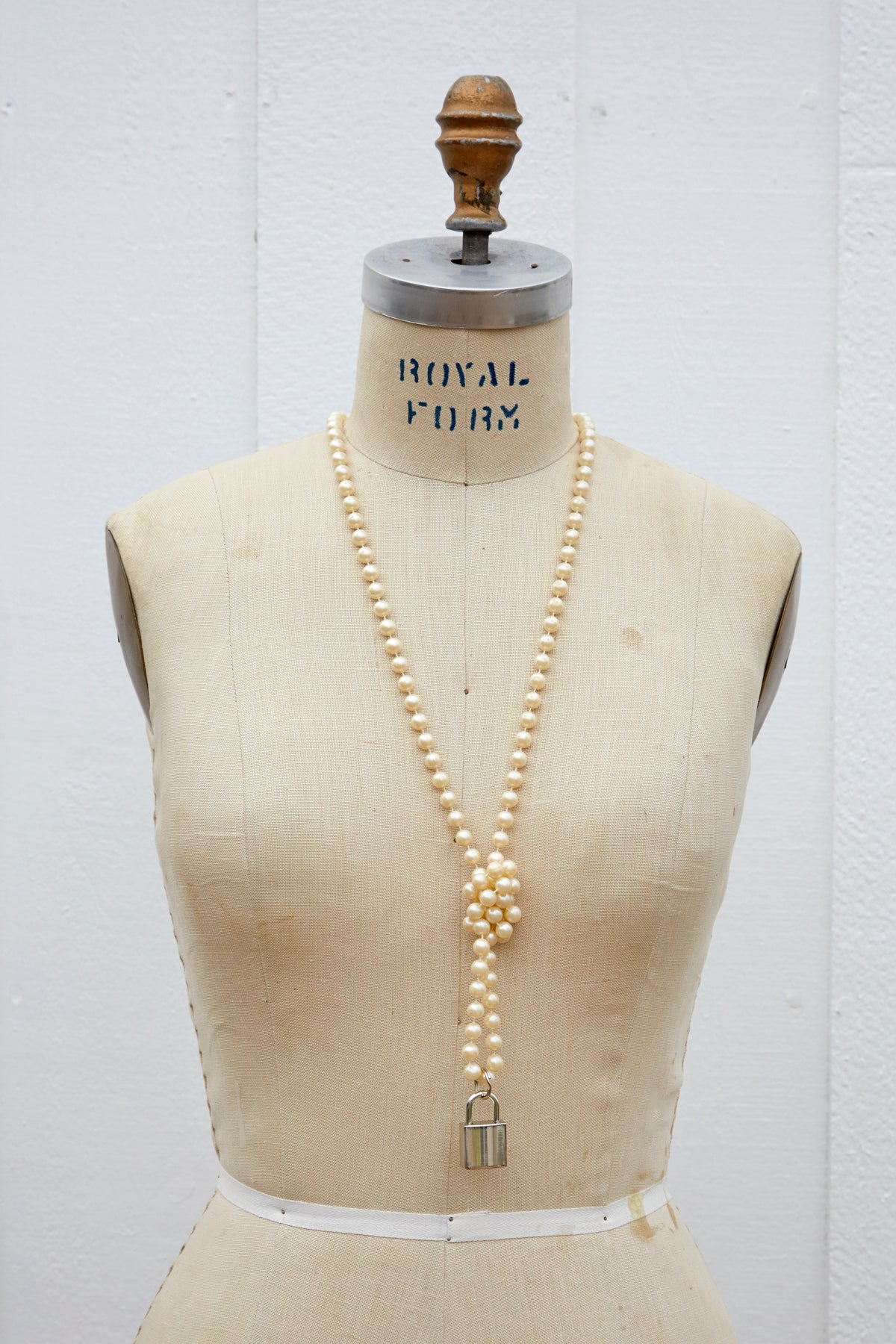 Knotted Pearl Punk Lock Necklace