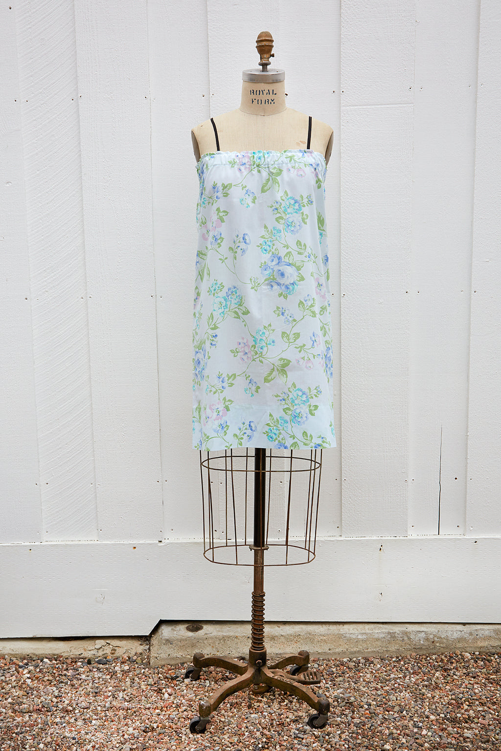 Pillow Case Dress Blue Flowers