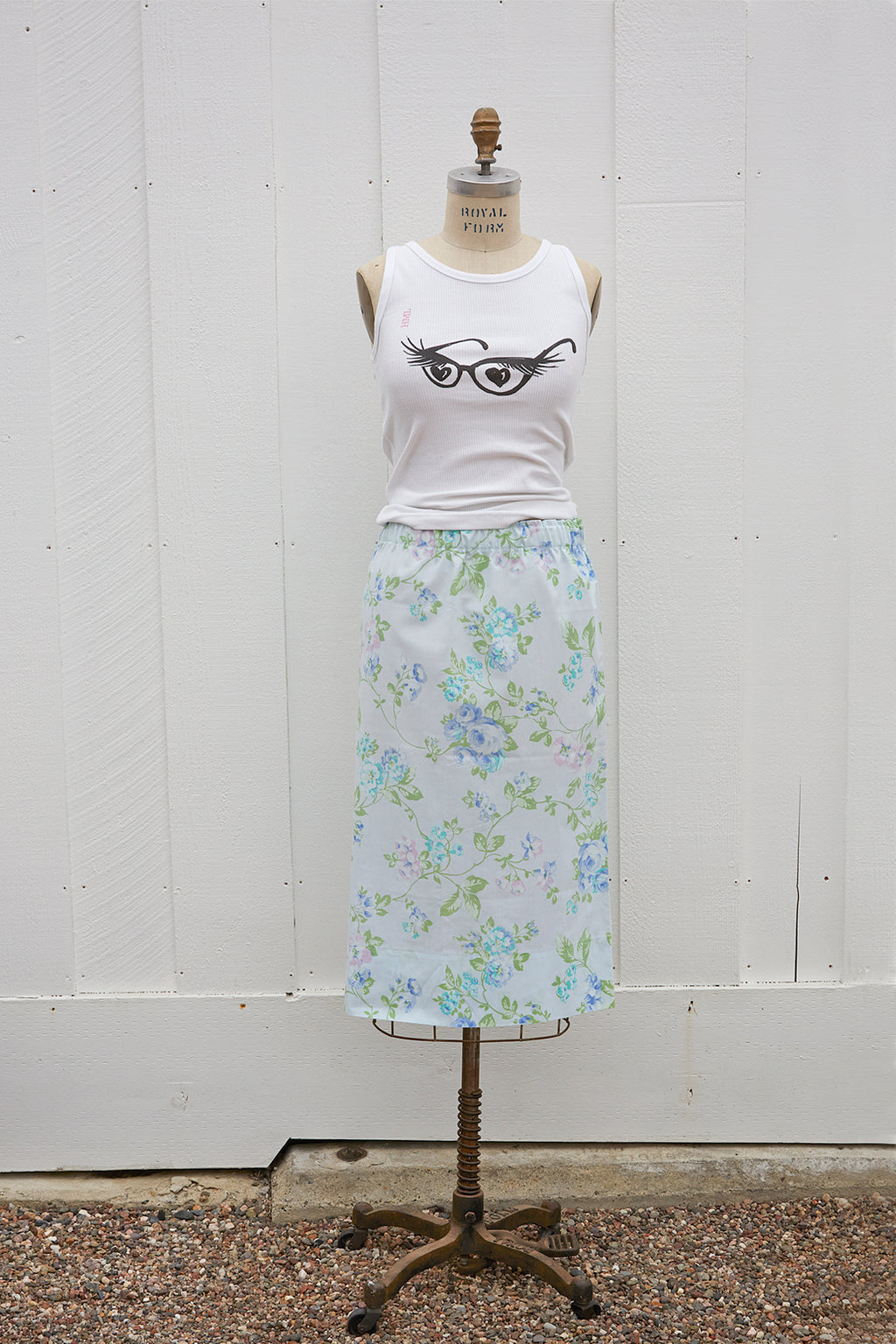 Pillow Case Dress Blue Flowers