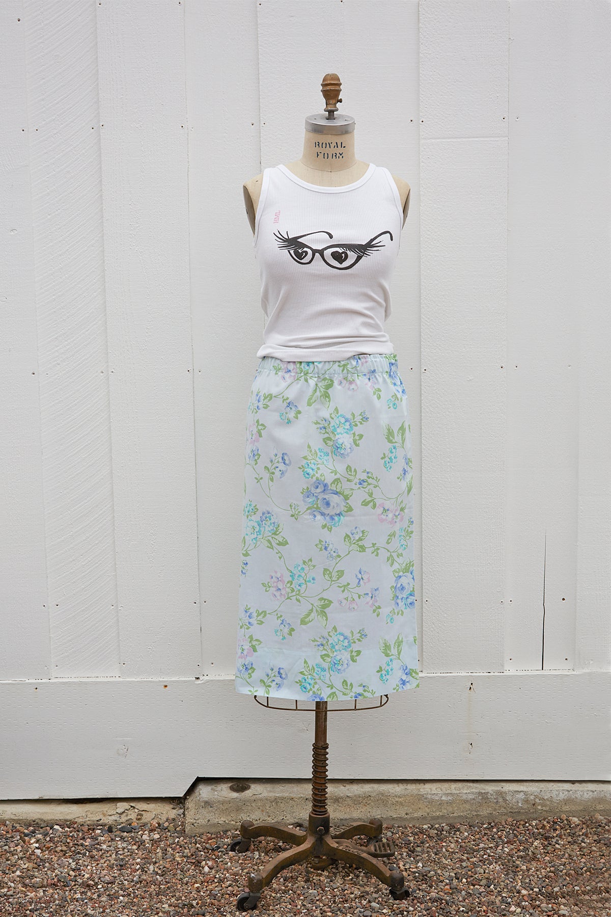 Pillow Case Dress Blue Flowers